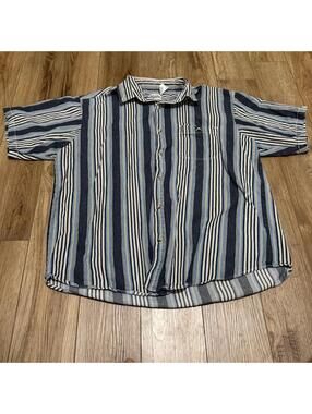 Vintage 90s Basic Editions Striped Button Up Shirt XL